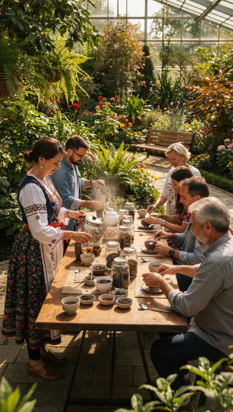 Pohár s mandľovým Oolong čajom na drevenom stole