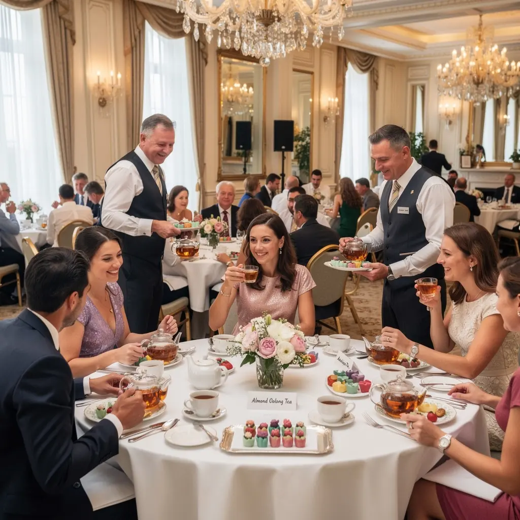 Ručne vyrábané mandle vedľa šálky Oolong čaju